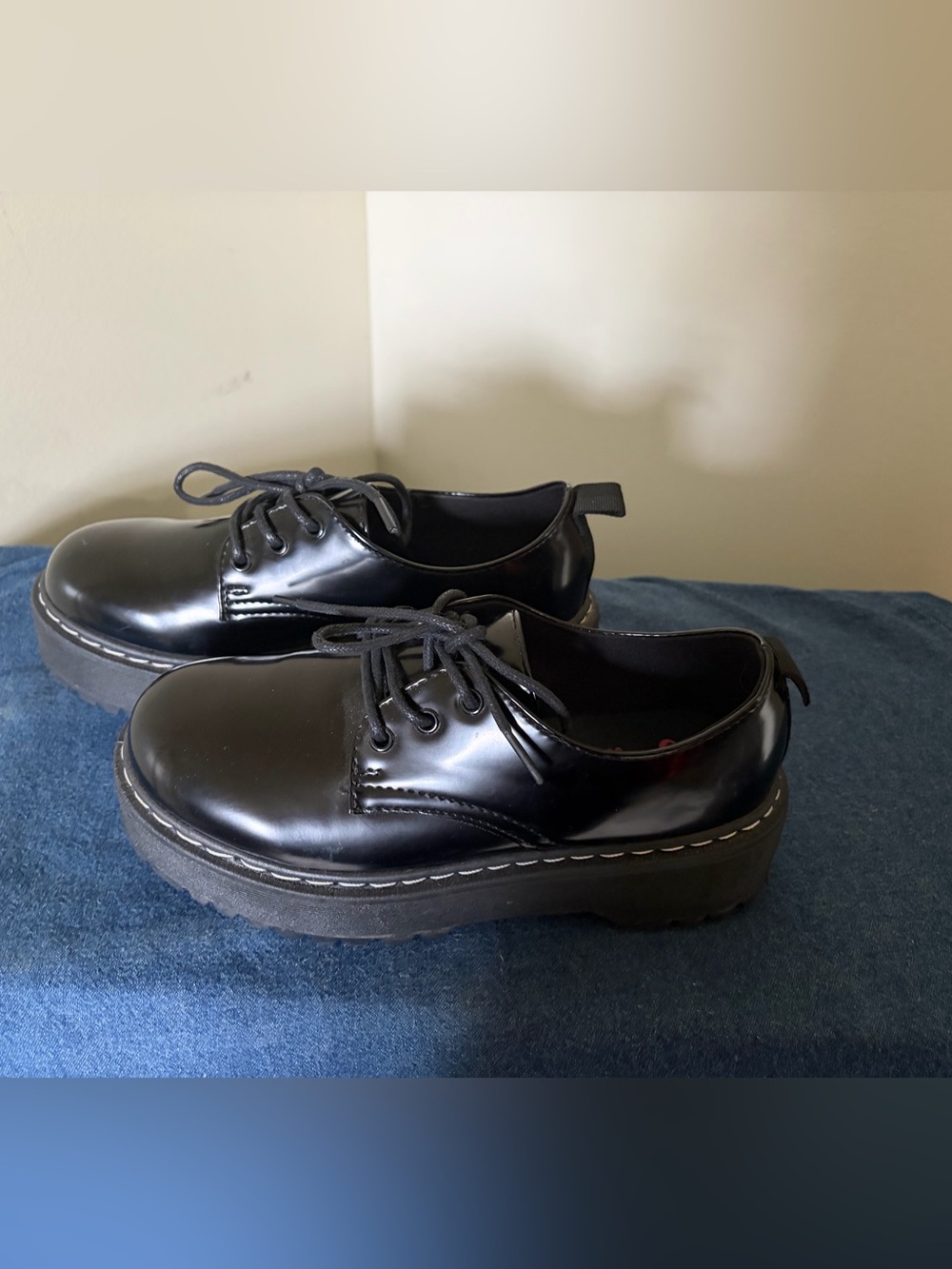 Jellypop Ominous Black Platform Oxfords Chunky Lug Sole Shoes Women's Size 6